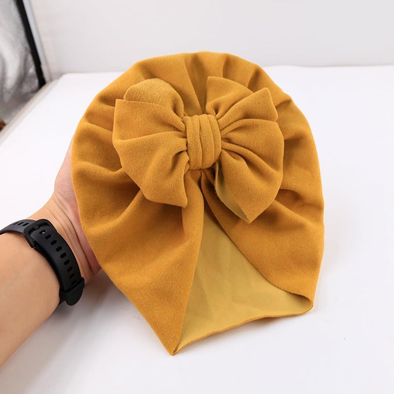 Esumun Baby Girls Hair Bow Turban Hat 6PCS Set, Top Bowknot Head Wrap Beanie India Caps for Infant Toddlers - Image 4